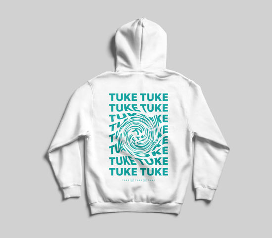 Picture of Hoodie SWIRL white with turquoise 